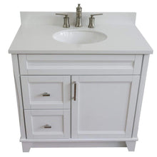 Load image into Gallery viewer, Bellaterra Home Vanity BellaTerra Home 37&quot; Single sink vanity in White finish with White quartz and CENTER oval sink- RIGHT drawers 400700-37R-WH-WEOC