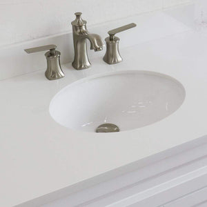 Bellaterra Home Vanity BellaTerra Home 37" Single sink vanity in White finish with White quartz and CENTER oval sink- RIGHT drawers 400700-37R-WH-WEOC