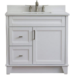 Bellaterra Home Vanity BellaTerra Home 37" Single Sink Vanity in White Finish with White Quartz and Left Door/Center Sink 400700-37L-WH-WERC
