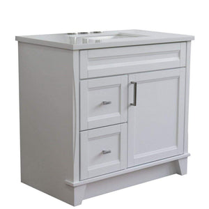 Bellaterra Home Vanity BellaTerra Home 37" Single Sink Vanity in White Finish with White Quartz and Left Door/Center Sink 400700-37L-WH-WERC