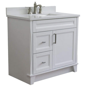 Bellaterra Home Vanity BellaTerra Home 37" Single Sink Vanity in White Finish with White Quartz and Left Door/Center Sink 400700-37L-WH-WERC