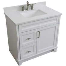 Load image into Gallery viewer, Bellaterra Home Vanity BellaTerra Home 37&quot; Single Sink Vanity in White Finish with White Quartz and Left Door/Center Sink 400700-37L-WH-WERC