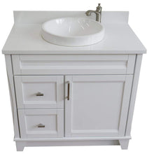 Load image into Gallery viewer, Bellaterra Home Vanity BellaTerra Home 37&quot; Single Sink Vanity in White Finish with White Quartz and Left Door/Center Sink 400700-37L-WH-WERDC