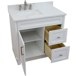 Bellaterra Home Vanity BellaTerra Home 37" Single sink vanity in White finish with White quartz and Left door/Left sink 400700-37L-WH-WERL