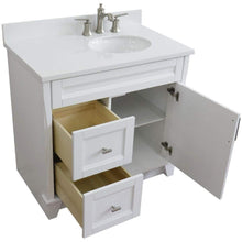 Load image into Gallery viewer, Bellaterra Home Vanity BellaTerra Home 37&quot; Single sink vanity in White finish with White quartz and LEFT oval sink- RIGHT drawers 400700-37R-WH-WEOR