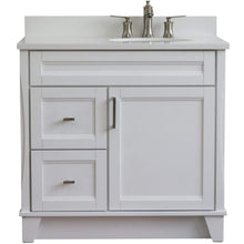 Load image into Gallery viewer, Bellaterra Home Vanity BellaTerra Home 37&quot; Single sink vanity in White finish with White quartz and LEFT oval sink- RIGHT drawers 400700-37R-WH-WEOR