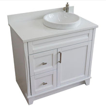 Load image into Gallery viewer, Bellaterra Home Vanity BellaTerra Home 37&quot; Single sink vanity in White finish with White quartz and LEFT round sink- RIGHT drawers 400700-37R-WH-WERDR