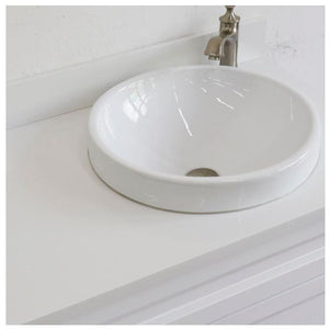 Bellaterra Home Vanity BellaTerra Home 37" Single sink vanity in White finish with White quartz and LEFT round sink- RIGHT drawers 400700-37R-WH-WERDR