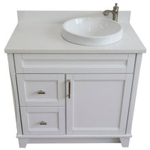 Load image into Gallery viewer, Bellaterra Home Vanity BellaTerra Home 37&quot; Single sink vanity in White finish with White quartz and LEFT round sink- RIGHT drawers 400700-37R-WH-WERDR