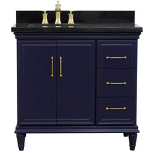 Load image into Gallery viewer, Bellaterra Home Vanity BellaTerra Home 37&quot; Single vanity in Blue finish with Black galaxy and rectangle sink- Left door/Left sink 400800-37L-BU-BGRL