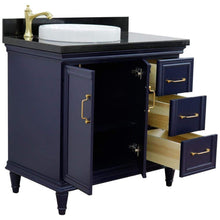 Load image into Gallery viewer, Bellaterra Home Vanity BellaTerra Home 37&quot; Single vanity in Blue finish with Black galaxy and round sink- Left door/Left sink 400800-37L-BU-BGRDL