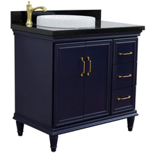 Load image into Gallery viewer, Bellaterra Home Vanity BellaTerra Home 37&quot; Single vanity in Blue finish with Black galaxy and round sink- Left door/Left sink 400800-37L-BU-BGRDL