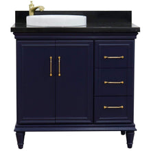 Load image into Gallery viewer, Bellaterra Home Vanity BellaTerra Home 37&quot; Single vanity in Blue finish with Black galaxy and round sink- Left door/Left sink 400800-37L-BU-BGRDL
