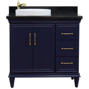 Bellaterra Home Vanity BellaTerra Home 37" Single vanity in Blue finish with Black galaxy and round sink- Left door/Left sink 400800-37L-BU-BGRDL