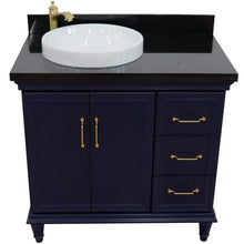 Load image into Gallery viewer, Bellaterra Home Vanity BellaTerra Home 37&quot; Single vanity in Blue finish with Black galaxy and round sink- Left door/Left sink 400800-37L-BU-BGRDL