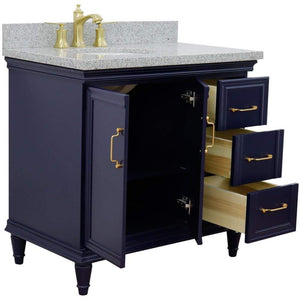 Bellaterra Home Vanity BellaTerra Home 37" Single vanity in Blue finish with Gray granite and oval sink- Left door/Left sink 400800-37L-BU-GYOL
