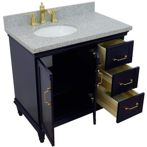 Bellaterra Home Vanity BellaTerra Home 37" Single vanity in Blue finish with Gray granite and oval sink- Left door/Left sink 400800-37L-BU-GYOL