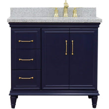 Load image into Gallery viewer, Bellaterra Home Vanity BellaTerra Home 37&quot; Single vanity in Blue finish with Gray granite and oval sink- Right door/Right sink 400800-37R-BU-GYOR
