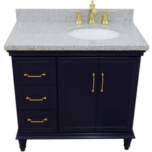 Load image into Gallery viewer, Bellaterra Home Vanity BellaTerra Home 37&quot; Single vanity in Blue finish with Gray granite and oval sink- Right door/Right sink 400800-37R-BU-GYOR
