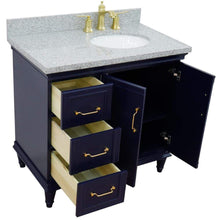 Load image into Gallery viewer, Bellaterra Home Vanity BellaTerra Home 37&quot; Single vanity in Blue finish with Gray granite and oval sink- Right door/Right sink 400800-37R-BU-GYOR