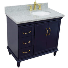 Load image into Gallery viewer, Bellaterra Home Vanity BellaTerra Home 37&quot; Single vanity in Blue finish with Gray granite and oval sink- Right door/Right sink 400800-37R-BU-GYOR