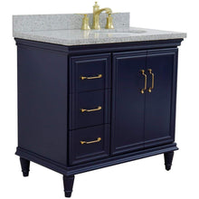Load image into Gallery viewer, Bellaterra Home Vanity BellaTerra Home 37&quot; Single vanity in Blue finish with Gray granite and oval sink- Right door/Right sink 400800-37R-BU-GYOR