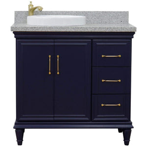 Bellaterra Home Vanity BellaTerra Home 37" Single vanity in Blue finish with Gray granite and round sink- Left door/Left sink 400800-37L-BU-GYRDL