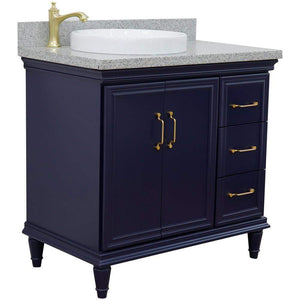 Bellaterra Home Vanity BellaTerra Home 37" Single vanity in Blue finish with Gray granite and round sink- Left door/Left sink 400800-37L-BU-GYRDL