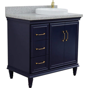 Bellaterra Home Vanity BellaTerra Home 37" Single vanity in Blue finish with Gray granite and round sink- Right door/Right sink 400800-37R-BU-GYRDR