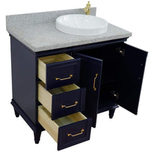 Load image into Gallery viewer, Bellaterra Home Vanity BellaTerra Home 37&quot; Single vanity in Blue finish with Gray granite and round sink- Right door/Right sink 400800-37R-BU-GYRDR