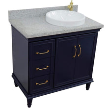 Load image into Gallery viewer, Bellaterra Home Vanity BellaTerra Home 37&quot; Single vanity in Blue finish with Gray granite and round sink- Right door/Right sink 400800-37R-BU-GYRDR