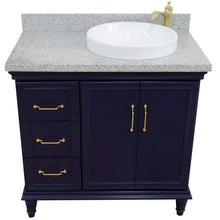 Load image into Gallery viewer, Bellaterra Home Vanity BellaTerra Home 37&quot; Single vanity in Blue finish with Gray granite and round sink- Right door/Right sink 400800-37R-BU-GYRDR