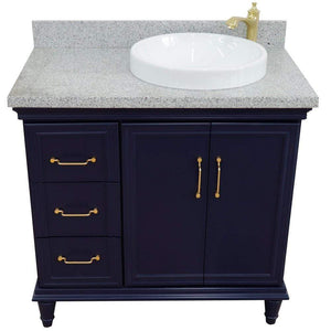 Bellaterra Home Vanity BellaTerra Home 37" Single vanity in Blue finish with Gray granite and round sink- Right door/Right sink 400800-37R-BU-GYRDR
