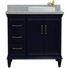 Load image into Gallery viewer, Bellaterra Home Vanity BellaTerra Home 37&quot; Single vanity in Blue finish with Gray granite and round sink- Right door/Right sink 400800-37R-BU-GYRDR