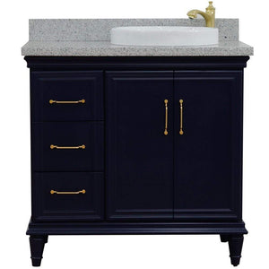 Bellaterra Home Vanity BellaTerra Home 37" Single vanity in Blue finish with Gray granite and round sink- Right door/Right sink 400800-37R-BU-GYRDR