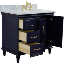 Load image into Gallery viewer, Bellaterra Home Vanity BellaTerra Home 37&quot; Single vanity in Blue finish with White Carrara and oval sink- Right door/Right sink 400800-37R-BU-WMOR