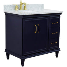 Load image into Gallery viewer, Bellaterra Home Vanity BellaTerra Home 37&quot; Single vanity in Blue finish with White Carrara and rectangle sink- Left door/Left sink 400800-37L-BU-WMRL