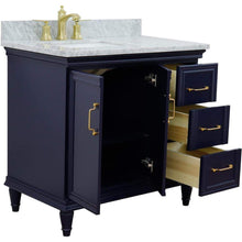 Load image into Gallery viewer, Bellaterra Home Vanity BellaTerra Home 37&quot; Single vanity in Blue finish with White Carrara and rectangle sink- Left door/Left sink 400800-37L-BU-WMRL