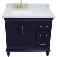 Load image into Gallery viewer, Bellaterra Home Vanity BellaTerra Home 37&quot; Single vanity in Blue finish with White Carrara and rectangle sink- Left door/Left sink 400800-37L-BU-WMRL