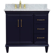 Load image into Gallery viewer, Bellaterra Home Vanity BellaTerra Home 37&quot; Single vanity in Blue finish with White Carrara and rectangle sink- Left door/Left sink 400800-37L-BU-WMRL
