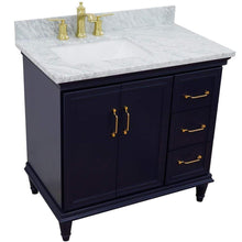 Load image into Gallery viewer, Bellaterra Home Vanity BellaTerra Home 37&quot; Single vanity in Blue finish with White Carrara and rectangle sink- Left door/Left sink 400800-37L-BU-WMRL