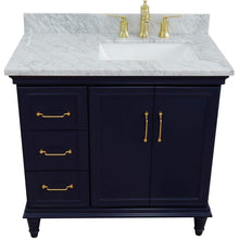 Load image into Gallery viewer, Bellaterra Home Vanity BellaTerra Home 37&quot; Single vanity in Blue finish with White Carrara and rectangle sink- Right door/Right sink 400800-37R-BU-WMRR