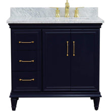 Load image into Gallery viewer, Bellaterra Home Vanity BellaTerra Home 37&quot; Single vanity in Blue finish with White Carrara and rectangle sink- Right door/Right sink 400800-37R-BU-WMRR