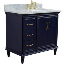 Load image into Gallery viewer, Bellaterra Home Vanity BellaTerra Home 37&quot; Single vanity in Blue finish with White Carrara and rectangle sink- Right door/Right sink 400800-37R-BU-WMRR