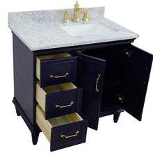 Load image into Gallery viewer, Bellaterra Home Vanity BellaTerra Home 37&quot; Single vanity in Blue finish with White Carrara and rectangle sink- Right door/Right sink 400800-37R-BU-WMRR