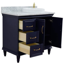 Load image into Gallery viewer, Bellaterra Home Vanity BellaTerra Home 37&quot; Single vanity in Blue finish with White Carrara and round sink- Right door/Right sink 400800-37R-BU-WMRDR