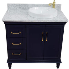 Load image into Gallery viewer, Bellaterra Home Vanity BellaTerra Home 37&quot; Single vanity in Blue finish with White Carrara and round sink- Right door/Right sink 400800-37R-BU-WMRDR