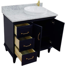 Load image into Gallery viewer, Bellaterra Home Vanity BellaTerra Home 37&quot; Single vanity in Blue finish with White Carrara and round sink- Right door/Right sink 400800-37R-BU-WMRDR