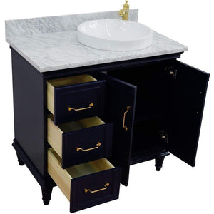 Bellaterra Home Vanity BellaTerra Home 37" Single vanity in Blue finish with White Carrara and round sink- Right door/Right sink 400800-37R-BU-WMRDR