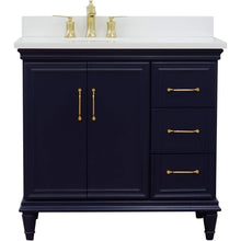 Load image into Gallery viewer, Bellaterra Home Vanity BellaTerra Home 37&quot; Single vanity in Blue finish with White quartz and oval sink- Left door/Left sink 400800-37L-BU-WEOL